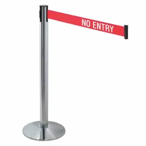 RETRACTA-BELT 330PAPC-NE Barrier Post With Belt, Polished Aluminum, 40 Inch Post Height, 2 1/2 Inch Post Dia | CT8XAG 48VH74