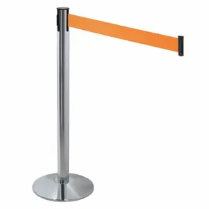 RETRACTA-BELT 330PAPC-OR Barrier Post With Belt, Polished Aluminum, 40 Inch Post Height, 2 1/2 Inch Post Dia | CT8WZL 48VH75