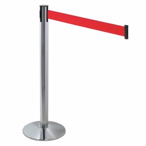 RETRACTA-BELT 330PAPC-RD Barrier Post With Belt, Polished Aluminum, 40 Inch Post Height, 2 1/2 Inch Post Dia | CT8YCE 48VH77