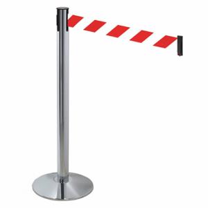 RETRACTA-BELT 330PAPC-RWD Barrier Post With Belt, Polished Aluminum, 40 Inch Post Height, 2 1/2 Inch Post Dia | CT8XAK 48VH78