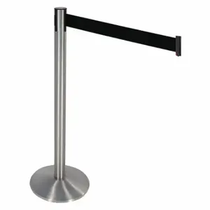 RETRACTA-BELT 330SS-BK Barrier Post With Belt, Stainless Steel, Satin Stainless Steel, 40 Inch Post Height | CT8XZT 48VH96