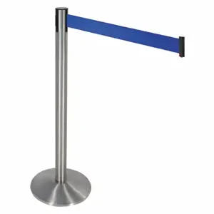 RETRACTA-BELT 330SS-BL Barrier Post With Belt, Stainless Steel, Satin Stainless Steel, 40 Inch Post Height | CT8XZN 48VH97