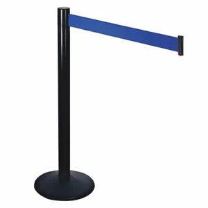 RETRACTA-BELT 331BA-BL Barrier Post With Belt, Aluminum, Powder Coated, 40 Inch Post Height, 2 1/2 Inch Post Dia | CT8XBB 48VJ12