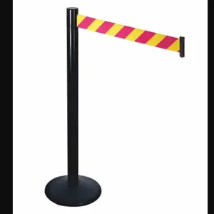 RETRACTA-BELT 331BA-MYD Barrier Post With Belt, Aluminum, Powder Coated, 40 Inch Post Height, 2 1/2 Inch Post Dia | CT8XBU 48VJ16