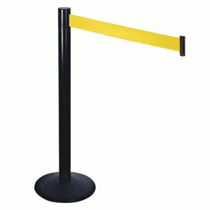 RETRACTA-BELT 331BA-YW Barrier Post With Belt, Aluminum, Powder Coated, 40 Inch Post Height, 2 1/2 Inch Post Dia | CT8YCL 48VJ23
