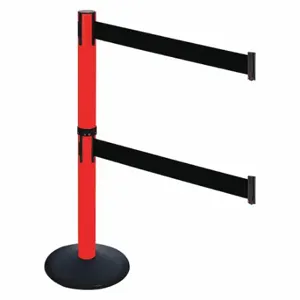 RETRACTA-BELT 331DPRD-BK Barrier Post With Belt, PVC, 40 Inch Post Height, 2 1/2 Inch Post Dia, Sloped | CT8XMY 48VJ39