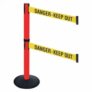 RETRACTA-BELT 331DPRD-DKO Barrier Post With Belt, PVC, 40 Inch Post Height, 2 1/2 Inch Post Dia, Sloped | CT8XUL 48VJ43