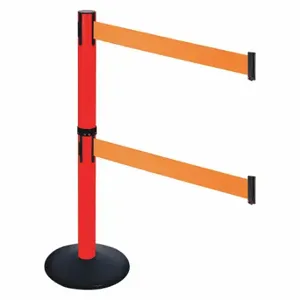 RETRACTA-BELT 331DPRD-OR Barrier Post With Belt, PVC, 40 Inch Post Height, 2 1/2 Inch Post Dia, Sloped | CT8XKK 48VJ46