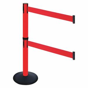 RETRACTA-BELT 331DPRD-RD Barrier Post With Belt, PVC, 40 Inch Post Height, 2 1/2 Inch Post Dia, Sloped | CT8XND 48VJ48