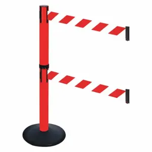 RETRACTA-BELT 331DPRD-RWD Barrier Post With Belt, PVC, 40 Inch Post Height, 2 1/2 Inch Post Dia, Sloped | CT8XLF 48VJ49