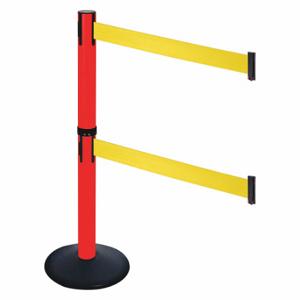RETRACTA-BELT 331DPRD-YW Barrier Post With Belt, PVC, 40 Inch Post Height, 2 1/2 Inch Post Dia, Sloped | CT8XQN 48VJ51