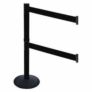 RETRACTA-BELT 331DPSB-BK Barrier Post With Belt, PVC, 40 Inch Post Height, 2 1/2 Inch Post Dia, Sloped | CT8XRJ 48VJ53