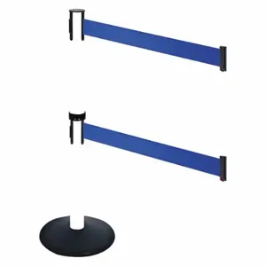 RETRACTA-BELT 331DPWH-BL Barrier Post With Belt, PVC, 40 Inch Post Height, 2 1/2 Inch Post Dia, Sloped | CT8XKH 48VJ68