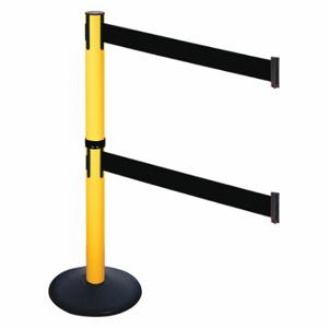 RETRACTA-BELT 331DPYW-BK Barrier Post With Belt, PVC, 40 Inch Post Height, 2 1/2 Inch Post Dia, Sloped | CT8XPN 48VJ81