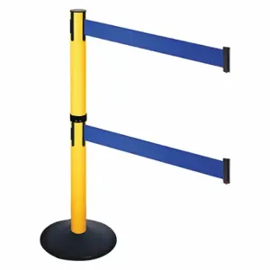 RETRACTA-BELT 331DPYW-BL Barrier Post With Belt, PVC, 40 Inch Post Height, 2 1/2 Inch Post Dia, Sloped | CT8XUZ 48VJ82