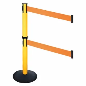 RETRACTA-BELT 331DPYW-OR Barrier Post With Belt, PVC, 40 Inch Post Height, 2 1/2 Inch Post Dia, Sloped | CT8XLH 48VJ88