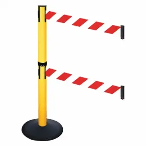 RETRACTA-BELT 331DPYW-RWD Barrier Post With Belt, PVC, 40 Inch Post Height, 2 1/2 Inch Post Dia, Sloped | CT8XPT 48VJ91