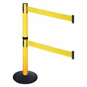 RETRACTA-BELT 331DPYW-YW Barrier Post With Belt, PVC, 40 Inch Post Height, 2 1/2 Inch Post Dia, Sloped | CT8XKY 48VJ93