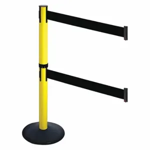 RETRACTA-BELT 331DYA-BK Barrier Post With Belt, Aluminum, Powder Coated, 40 Inch Post Height, 2 1/2 Inch Post Dia | CT8XEC 48VK24