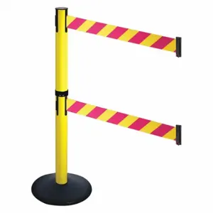 RETRACTA-BELT 331DYA-MYD Barrier Post With Belt, Aluminum, Powder Coated, 40 Inch Post Height, 2 1/2 Inch Post Dia | CT8XBC 48VK29