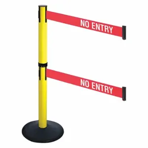 RETRACTA-BELT 331DYA-NE Barrier Post With Belt, Aluminum, Powder Coated, 40 Inch Post Height, 2 1/2 Inch Post Dia | CT8XDV 48VK30