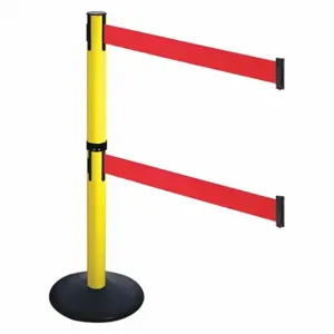 RETRACTA-BELT 331DYA-RD Barrier Post With Belt, Aluminum, Powder Coated, 40 Inch Post Height, 2 1/2 Inch Post Dia | CT8XCZ 48VK33