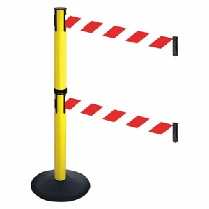 RETRACTA-BELT 331DYA-RWD Barrier Post With Belt, Aluminum, Powder Coated, 40 Inch Post Height, 2 1/2 Inch Post Dia | CT8YCG 48VK34