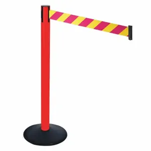 RETRACTA-BELT 331PRD-MYD Barrier Post With Belt, PVC, 40 Inch Post Height, 2 1/2 Inch Post Dia, Sloped | CT8XMQ 48VK57