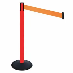 RETRACTA-BELT 331PRD-OR Barrier Post With Belt, PVC, 40 Inch Post Height, 2 1/2 Inch Post Dia, Sloped | CT8XPW 48VK59