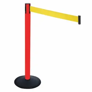 RETRACTA-BELT 331PRD-YW Barrier Post With Belt, PVC, 40 Inch Post Height, 2 1/2 Inch Post Dia, Sloped | CT8XUU 48VK64