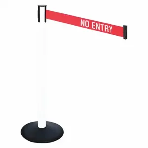 RETRACTA-BELT 331PWH-NE Barrier Post With Belt, PVC, 40 Inch Post Height, 2 1/2 Inch Post Dia, Sloped | CT8XPX 48VK86