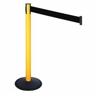 RETRACTA-BELT 331PYW-BK Barrier Post With Belt, PVC, 40 Inch Post Height, 2 1/2 Inch Post Dia, Sloped | CT8XQE 48VK94