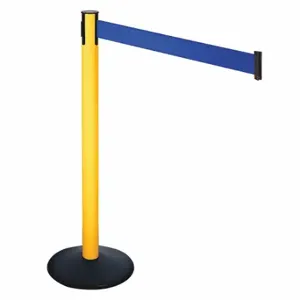 RETRACTA-BELT 331PYW-BL Barrier Post With Belt, PVC, 40 Inch Post Height, 2 1/2 Inch Post Dia, Sloped | CT8XUA 48VK95