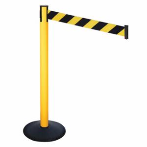 RETRACTA-BELT 331PYW-BYD Barrier Post With Belt, PVC, 40 Inch Post Height, 2 1/2 Inch Post Dia, Sloped | CT8XMH 48VK96