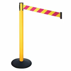 RETRACTA-BELT 331PYW-MYD Barrier Post With Belt, PVC, 40 Inch Post Height, 2 1/2 Inch Post Dia, Sloped | CT8XMN 48VK99