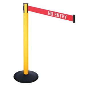 RETRACTA-BELT 331PYW-NE Barrier Post With Belt, PVC, 40 Inch Post Height, 2 1/2 Inch Post Dia, Sloped | CT8XPQ 48VL01