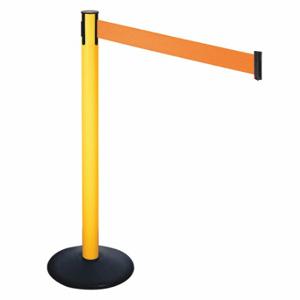 RETRACTA-BELT 331PYW-OR Barrier Post With Belt, PVC, 40 Inch Post Height, 2 1/2 Inch Post Dia, Sloped | CT8XPF 48VL02