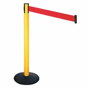 RETRACTA-BELT 331PYW-RD Barrier Post With Belt, PVC, 40 Inch Post Height, 2 1/2 Inch Post Dia, Sloped | CT8XRV 48VL04