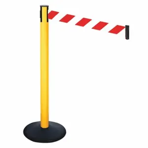 RETRACTA-BELT 331PYW-RWD Barrier Post With Belt, PVC, 40 Inch Post Height, 2 1/2 Inch Post Dia, Sloped | CT8XKZ 48VL05