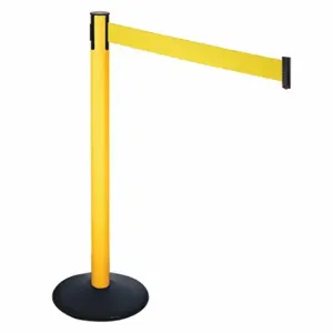 RETRACTA-BELT 331PYW-YW Barrier Post With Belt, PVC, 40 Inch Post Height, 2 1/2 Inch Post Dia, Sloped | CT8XTK 48VL07