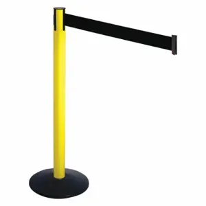 RETRACTA-BELT 331YA-BK Barrier Post With Belt, Aluminum, Powder Coated, 40 Inch Post Height, 2 1/2 Inch Post Dia | CT8XBK 48VL37