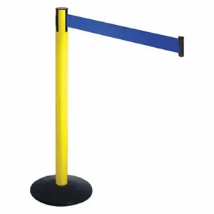 RETRACTA-BELT 331YA-BL Barrier Post With Belt, Aluminum, Powder Coated, 40 Inch Post Height, 2 1/2 Inch Post Dia | CT8XBR 48VL38