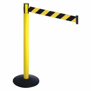 RETRACTA-BELT 331YA-BYD Barrier Post With Belt, Aluminum, Powder Coated, 40 Inch Post Height, 2 1/2 Inch Post Dia | CT8XEP 48VL39