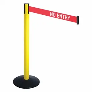 RETRACTA-BELT 331YA-NE Barrier Post With Belt, Aluminum, Powder Coated, 40 Inch Post Height, 2 1/2 Inch Post Dia | CT8YBG 48VL43