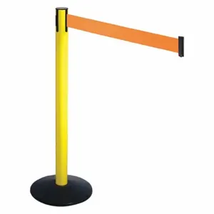 RETRACTA-BELT 331YA-OR Barrier Post With Belt, Aluminum, Powder Coated, 40 Inch Post Height, 2 1/2 Inch Post Dia | CT8XDT 48VL44