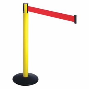 RETRACTA-BELT 331YA-RD Barrier Post With Belt, Aluminum, Powder Coated, 40 Inch Post Height, 2 1/2 Inch Post Dia | CT8YBV 48VL46