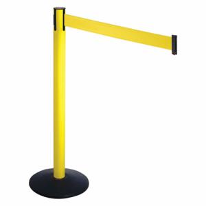 RETRACTA-BELT 331YA-YW Barrier Post With Belt, Aluminum, Powder Coated, 40 Inch Post Height, 2 1/2 Inch Post Dia | CT8XBF 48VL49