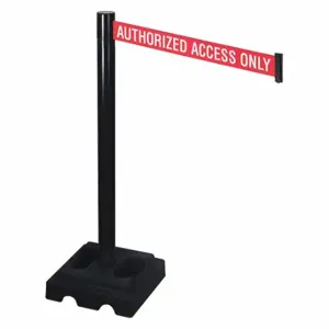 RETRACTA-BELT 332BA-AAO Barrier Post With Belt, Aluminum, Black, 40 Inch Post Height, 2 1/2 Inch Post Dia, Square | CT8WXW 48VL50