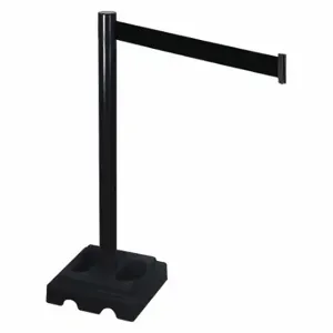 RETRACTA-BELT 332BA-BK Barrier Post With Belt, Aluminum, Black, 40 Inch Post Height, 2 1/2 Inch Post Dia, Square | CT8WYM 48VL51