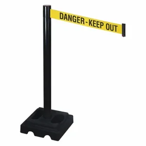 RETRACTA-BELT 332BA-DKO Barrier Post With Belt, Aluminum, Black, 40 Inch Post Height, 2 1/2 Inch Post Dia, Square | CT8WYC 48VL56